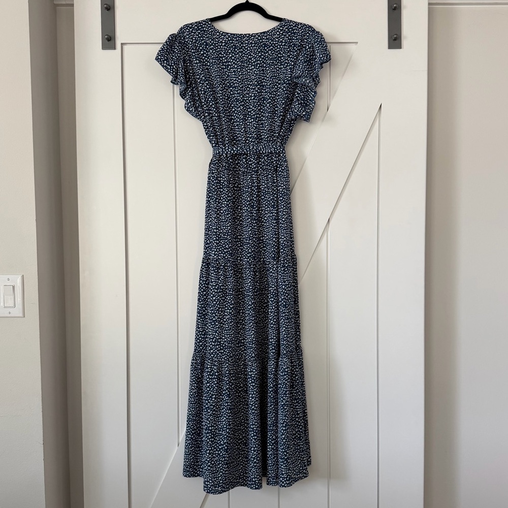 Navy White Leopard Print Summer Maxi Dress - Picture 7 of 12